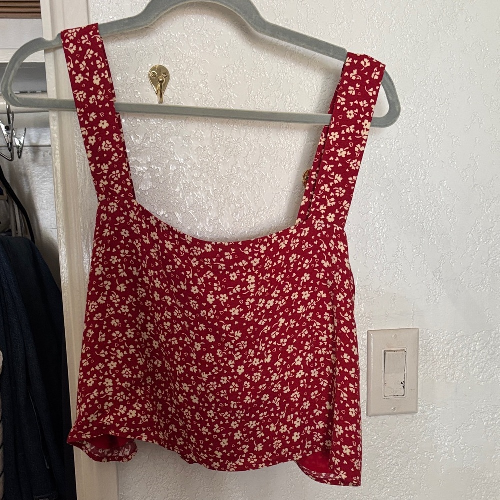 Reformation Red Floral Tank Top